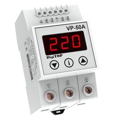 Pеле контроля напряжения в электросети Vp-50А New DigiTOP, защита от перепадов напряжения Реле напруги Vp-50А фото