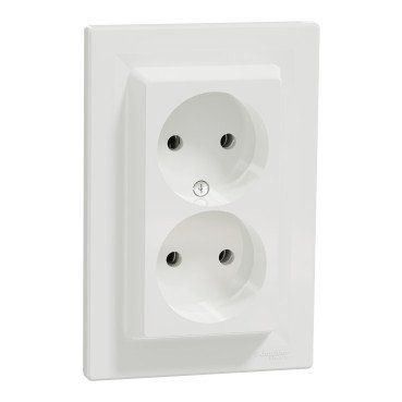 Розетка подвійна, без контакту, що заземлює, білий тм Asfora Schneider EPH9700121 EPH9700121 фото