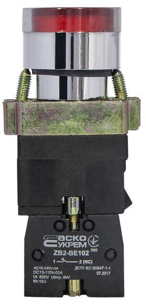 XB2-BW3471(72) Кнопка с подсветкой красная A0140010022 для систем автоматики, электроприводов, щитовых шкафов A0140010022 фото