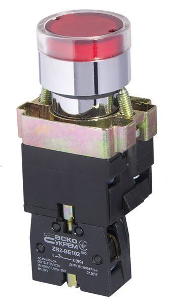 XB2-BW3471(72) Кнопка с подсветкой красная A0140010022 для систем автоматики, электроприводов, щитовых шкафов A0140010022 фото