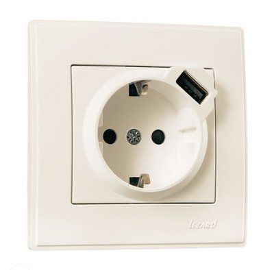 Розетка с/з +USB LESYA крем Lezard 705-0303-181 для организации электропитания и зарядки мобильных устройств 705-0303-181 фото
