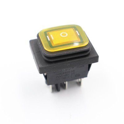Перемикач перекидний KCD4-203NW жовтий з підсвіткою 12V DC 6Pin І-Off-ІІ водонепроникний IP65 KCD4-203NW DC yellow 12V фото