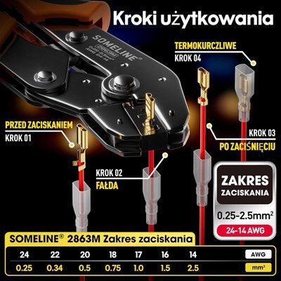 Набор для обжима проводов с наконечниками 0,25-2.5 мм&sup2; SOMELINE&reg; AGW2414/6 фото
