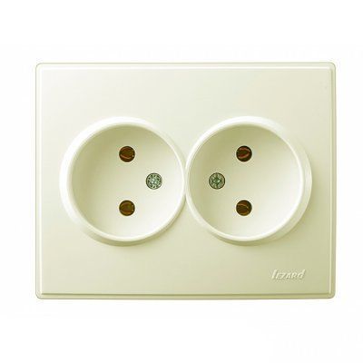 Розетка двойная б/з LESYA крем тм Lezard 705-0303-128B для подключения к внутренним электросетям с напряжением 705-0303-128B фото