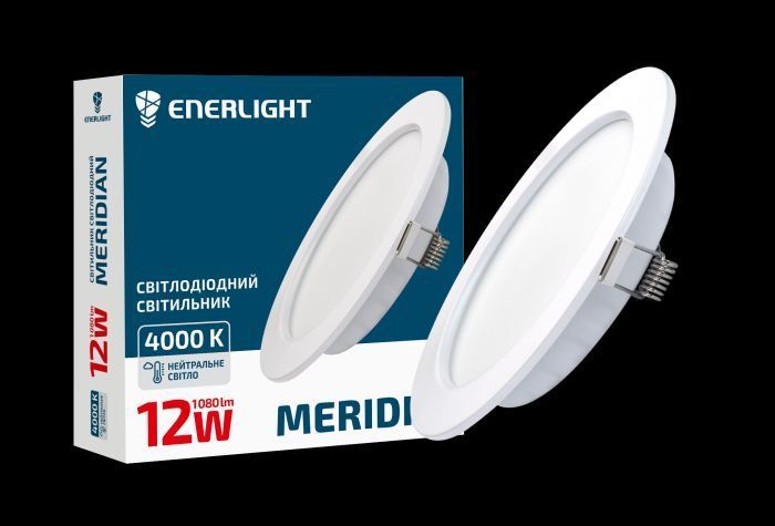 Cвітильнки стельовий MERIDIAN 12Вт 4000К ENERLIGHT MERIDIAN12SMD80N для житлових та комерційних приміщень MERIDIAN12SMD80N фото