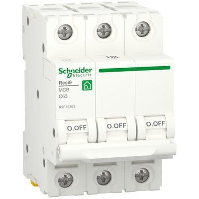 Автоматичний вимикач Resi9 3P 63А С 6кА Schneider R9F12363 R9F12363 фото