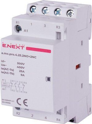 Модульный контактор e.mc.pro.4.25.2NO+2NC 4р 25А 2NO+2NC 220В Е.NEXT p005222, швидке p005222 фото