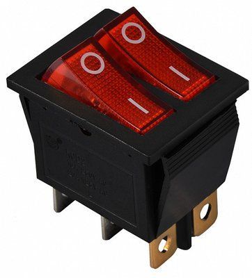 Перемикач 2 клавішний KCD2-2101N R/B 220V червоний з підсвічуванням АСКО-УКРЕМ A0140040109 A0140040109 фото