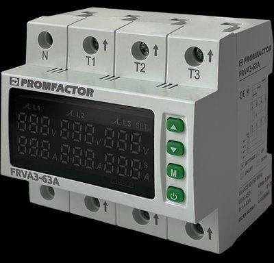 Реле трехфазное контроля напряжения и тока FRVA3-63A Промфактор FRVA3-63A фото