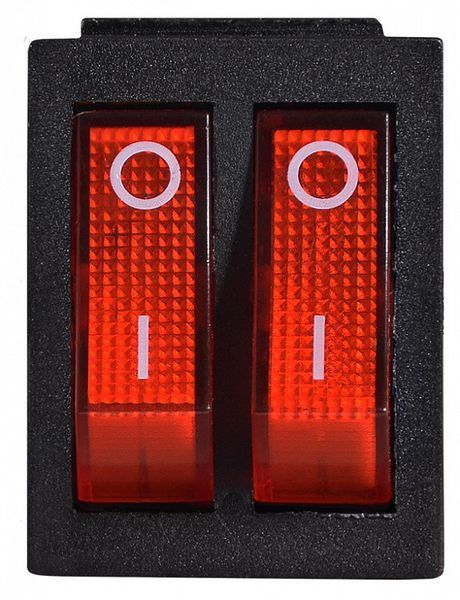 Перемикач 2 клавішний KCD2-2101N R/B 220V червоний з підсвічуванням АСКО-УКРЕМ A0140040109 A0140040109 фото