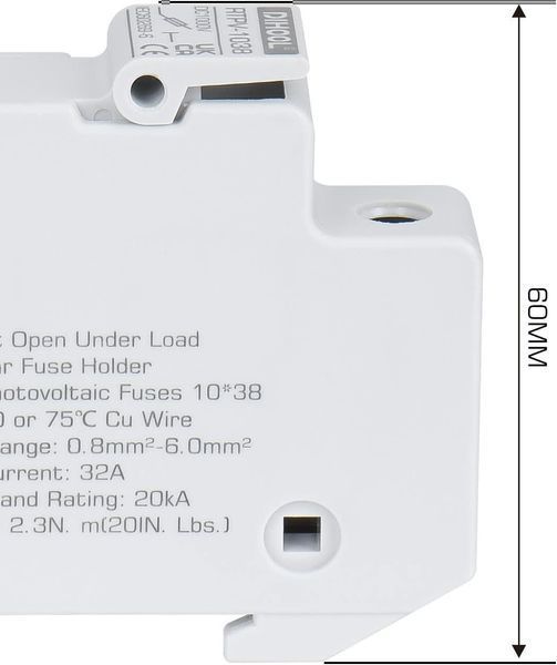 Набор держатели предохранителя 10x38 1Р 32Ах4шт и Fuse 20Aх6шт PV 1000V DC 20 kA с din-рейкой DIHOOL 1038x4 Fuse 20Ax6 фото