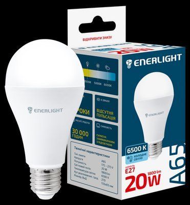 Лампа светодиодная ENERLIGHT A65 20ВТ 6500K E27 A65E2720SMDCFR A65E2720SMDCFR фото