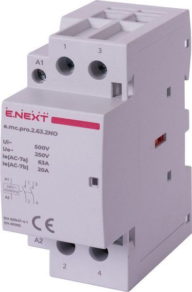Модульный контактор e.mc.pro.2.63.2NO, 2р, 63А, 2NO, 220В Е.NEXT p005218 p005218 фото