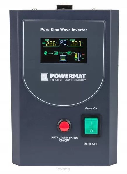 Джерело аварійного живлення UPS LCD 1000VА 800W Inverter PM-UPS-1000MP 12V Powermat 5904067442436 фото