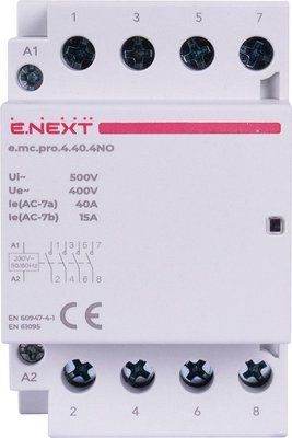 Модульный контактор e.mc.pro.4.40.4NO, 4р, 40А, 4NO, 220В Е.NEXT p005207 p005207 фото
