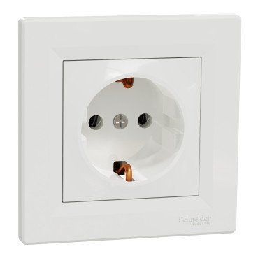 Розетка з/з контактом білий тм Asfora Schneider EPH2900121 для підключення електроприладів EPH2900121 фото