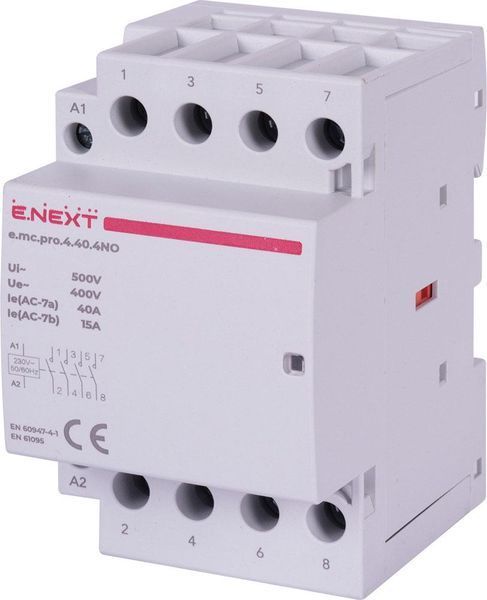 Модульный контактор e.mc.pro.4.40.4NO, 4р, 40А, 4NO, 220В Е.NEXT p005207 p005207 фото