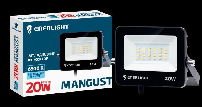 Прожектор светодиодный ENERLIGHT MANGUST 20Вт 6500K MANGUST20SMD80С фото