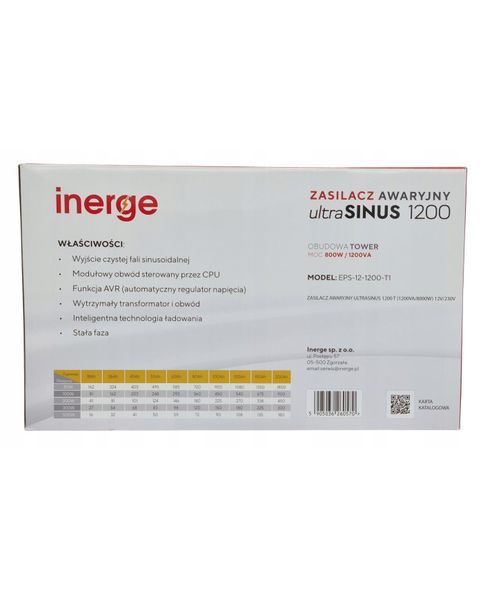 Джерело аварійного живлення ultraSINUS UPS 1200VА/800W Inerge EPS-12-1200-T1 фото