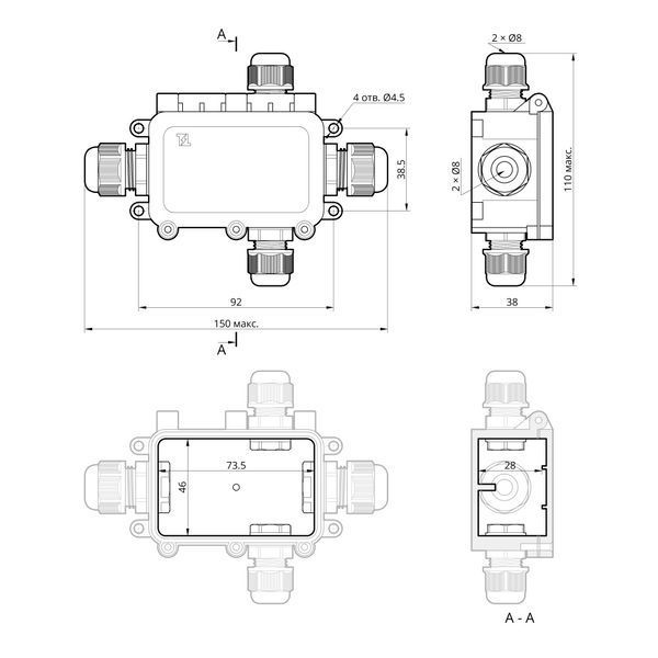 Коробка розподільча з клемником WBS-42 IP-68 TAKEL 507133 для з'єднання кабелів 507133 фото