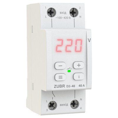 Реле напруги ZUBR D2-40 red 4820120221712 для захисту побутової та промислової техніки від стрибків напруги 4820120221712 фото
