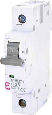 Автоматический выключатель ETIMAT 6 1p C 25А (6 kA) ETI 2141518 для защиты от перегрузок и коротких замыканий 2141518 фото