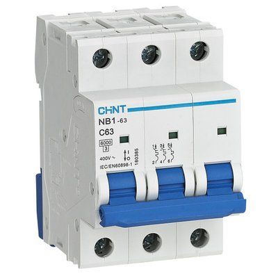 Автоматический выключатель NB1-63 3P 6KA D 63A CHINT 179724 для защиты от перегрузок и замыканий 179724 фото