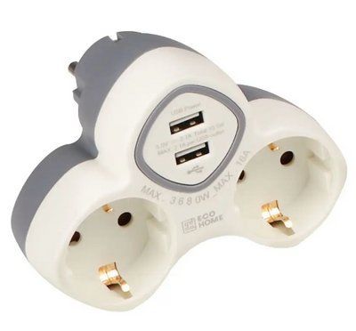 Двойник тип С, USB, белый серии Ornat ECO019001019 для одновременного подключения и зарядки электроприборов ECO019001019 фото