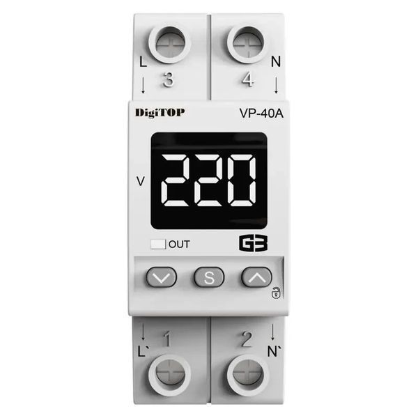 Peле контроля напряжения VP 40A M2W (белый инд) с термозащитой DigiTOP Реле напруги VP-40A M2W фото