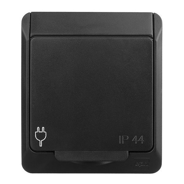 Розетка накладна з кришкою Elektro-Plast Hermes с/з 16А IP44 чорна 0324-09 0324-09 фото