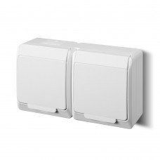 Розетка накладна з кришкою з/з 2-я, біла IP44 Elektro-Plast HERMES 0325-02 0325-02 фото