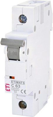 Автоматичний&nbsp;выключатель ETIMAT 6, 1p, C, 63А (6 kA) ETI 2141522 для защиты от перегрузок и коротких замыканий 2141522 фото