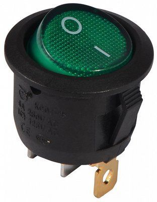 Перемикач 1 клавішний KCD1-5-101N GR/B 220V круглий зелений з підсвічуванням АСКО-УКРЕМ A0140040072 A0140040072 фото