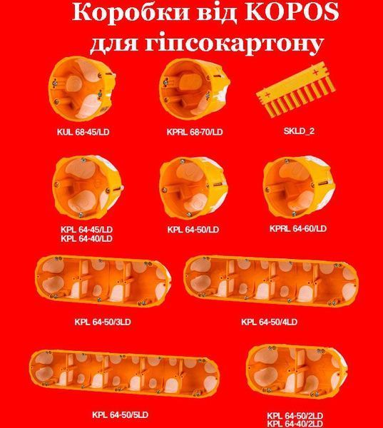 Коробка приладова потрійна для порожніх стін з еластичними вводами жовта 213х70х50 KPL 64-50/3LD_NA фото