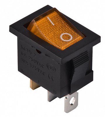 Перемикач 1 клавішний KCD1-2-101N YL/B 220V жовтий з підсвічуванням АСКО-УКРЕМ A0140040055 A0140040055 фото