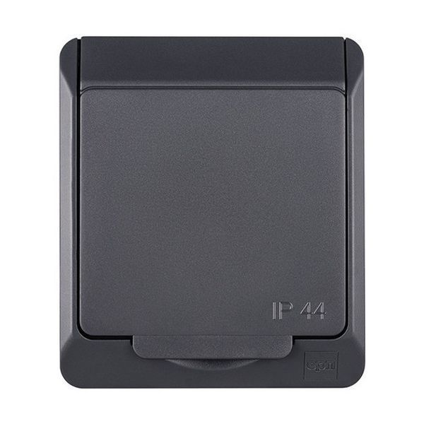 Розетка накладная с крышкой с/з 1-я, Антрацит IP44 Elektro-Plast Hermes 0324-07 0324-07 фото