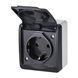 Розетка накладная с крышкой с/з 1-я, Антрацит IP44 Elektro-Plast Hermes 0324-07 0324-07 фото 1