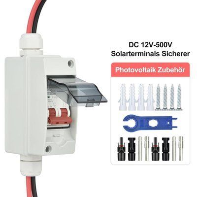 Автоматичний вимикач 2P 40A DС 500V 6kA в щитку IP65 з кабелем і МС4 2P/40А DС MC4Box IP65 фото