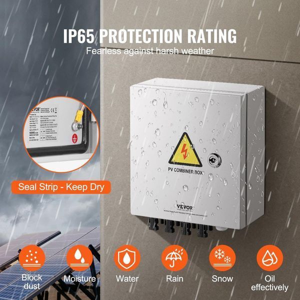 Распределительный щит металлический с блоком защиты 4 Streng PV 40кА 15A 500V IP65 VEVOR PV 40кА 15A stal фото