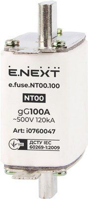 Запобіжник плавкий e.fuse.NT00.100 габарит 00, 100А E.NEXT i0760047 i0760047 фото