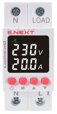 Реле контролю напруги та струму однофазне 63А з індикацією e.control.vc63 p0690030 фото
