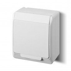 Розетка з/з 1-ша, біла кришка, IP44 Elektro-Plast HERMES 0324-02 0324-02 фото