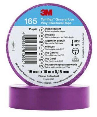 Изоляционная лента 3M фиолетовая ПХВ 15х 0,15мм х10метров огнестойкий violet винил TEMFLEX 165 3MTM 7100184729 фото