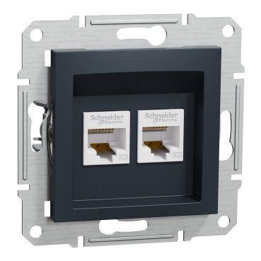 Розетка комп'ютерна подвійна (антрацит) Asfora Schneider EPH4400171 EPH4400171 фото