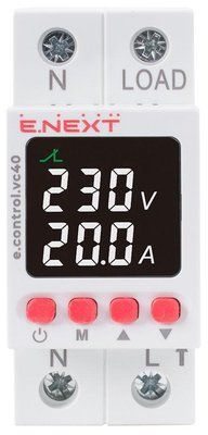 Реле контролю напруги та струму однофазне 40А з індикацією e.control.vc40 E.NEXT p0690029 p0690029 фото