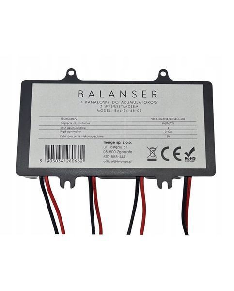 Балансир для аккумуляторов 4-канальный 24V- 48V LiFePO4 - GEL / AGM + LCD дисплей Inerge BAL-04-48-02 фото