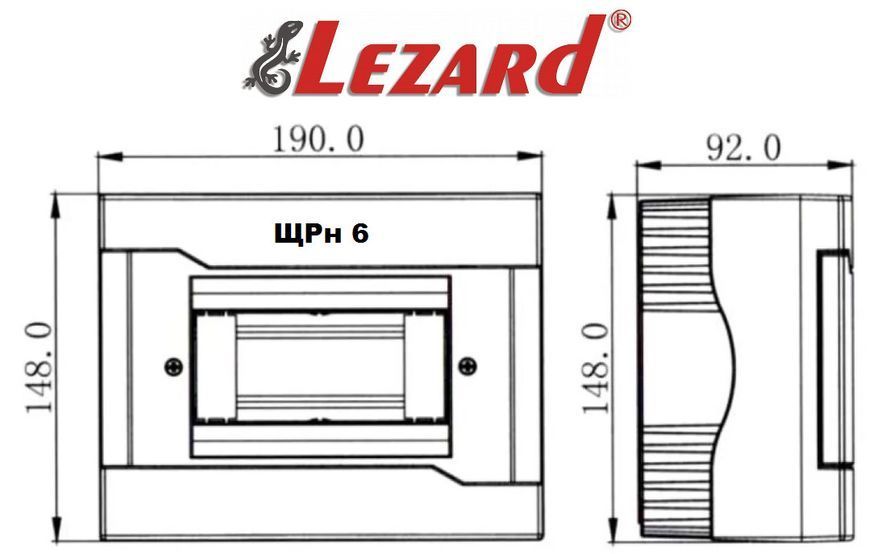 Бокс наружный с прозрачной крышкой ЩРН-П-6 Lezard, внутренний ящик под электрические автоматы 730-2000-006 фото
