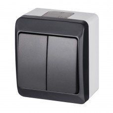 Вимикач 2-клавішний IP44 тм HERMES Антрацит 0332-07 0332-07 фото