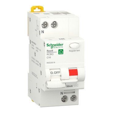 Диференційний Автомат RESI9, 6kA, 1P+N, 16A, C 30mA, АC, Schneider R9D25616 для захисту електричних мереж R9D25616 фото