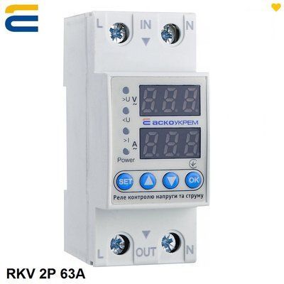 Реле контроля напряжения и тока RKV 2P 63А АСКО-УКРЕМ A0010230002 A0010230002 фото
